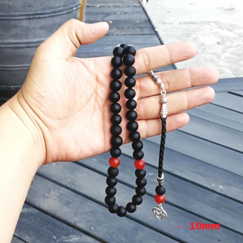 Tasbih Black Frosted Agate stone bracelets islamic 33 prayer beads Turkish Jewelry Eid gifts misbaha