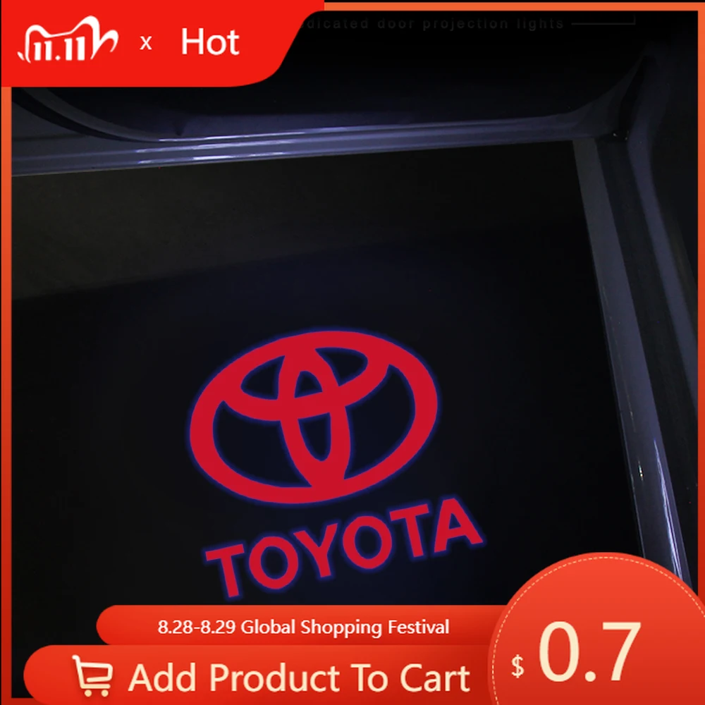 

Fot Toyota 2026 Новый 2 шт. светодиодный светильник для проектора двери автомобиля, лазерные лампы приветствия, аксессуары для украшения для Toyota Avalon Mirai