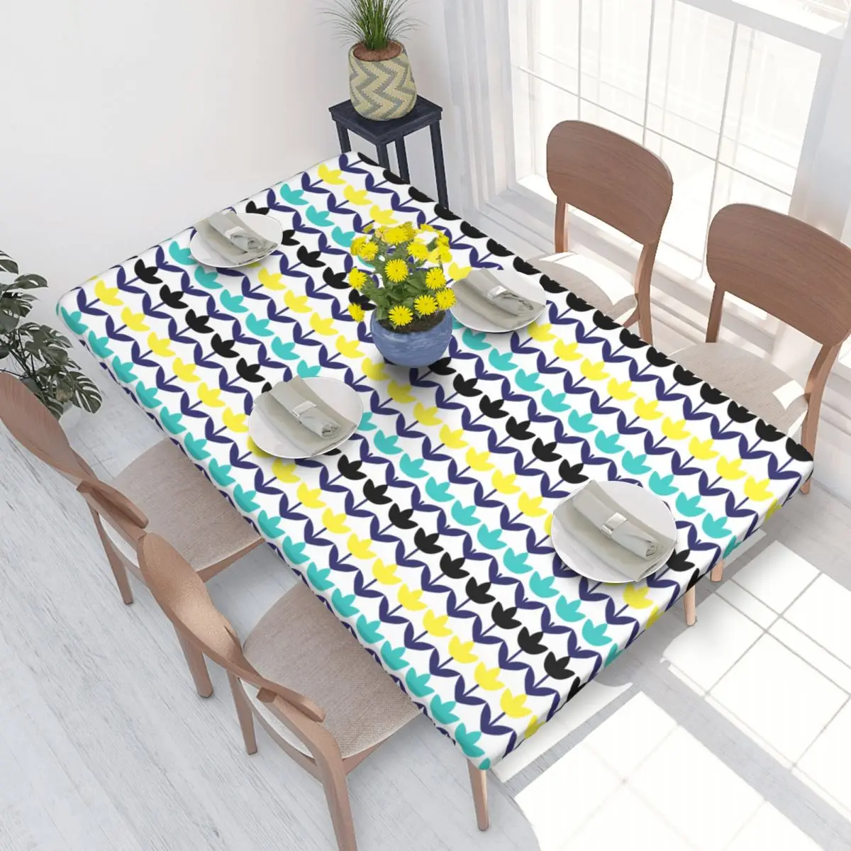 Custom Rectangular Waterproof Orla Kiely Table Cover Scandinavian Flowers Multi Stem Table Cloth 4FT Tablecloth for Picnic