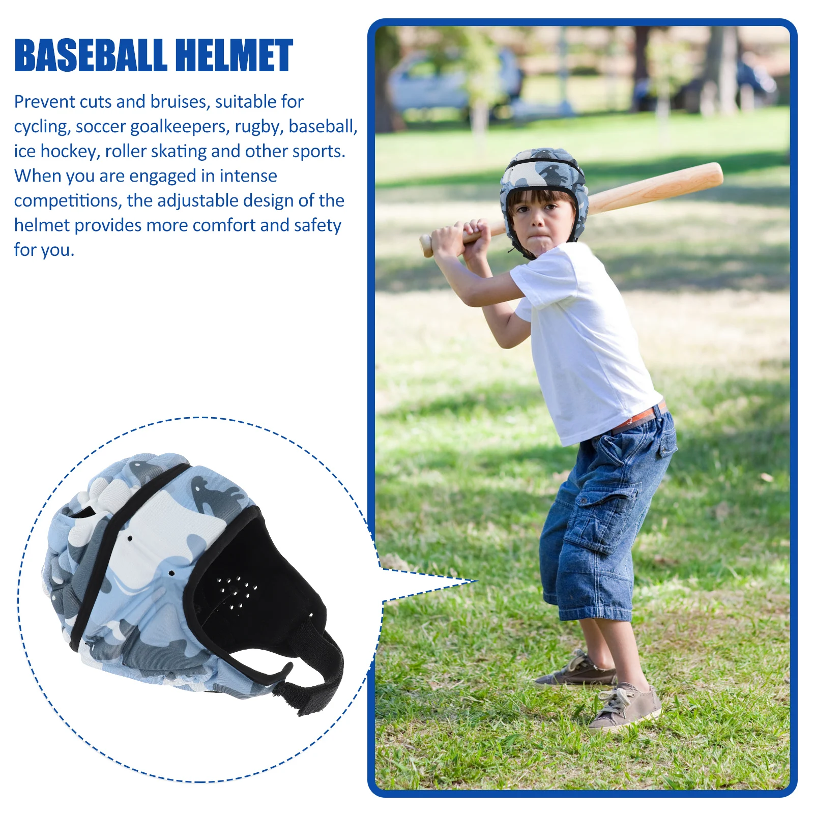

Adjustable Anti-Collision Safety Lightweight For Soccer Rugby Baseball Hockey Sports Head Protection Gear