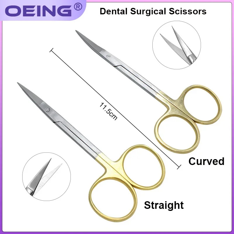 1Pc Dental Surgical Scissors 11.5cm Stainless Steel Dental Orthodontic forceps Straight/Curved Operating Scissors Dentist Tools