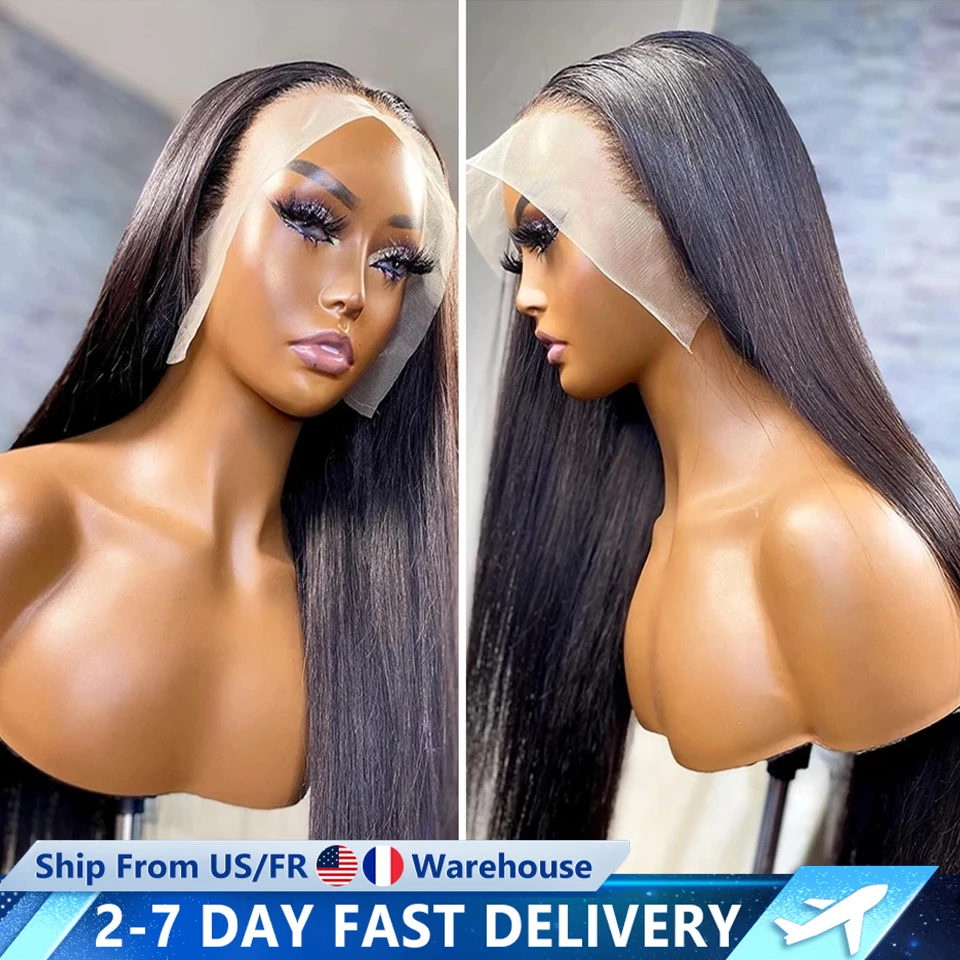 200 Density Brazilian Glueless Wig Human Hair 36 Inch Bone Straight 5x5 Glueless Frontal Ready Human Hair Wigs To Wear For Women