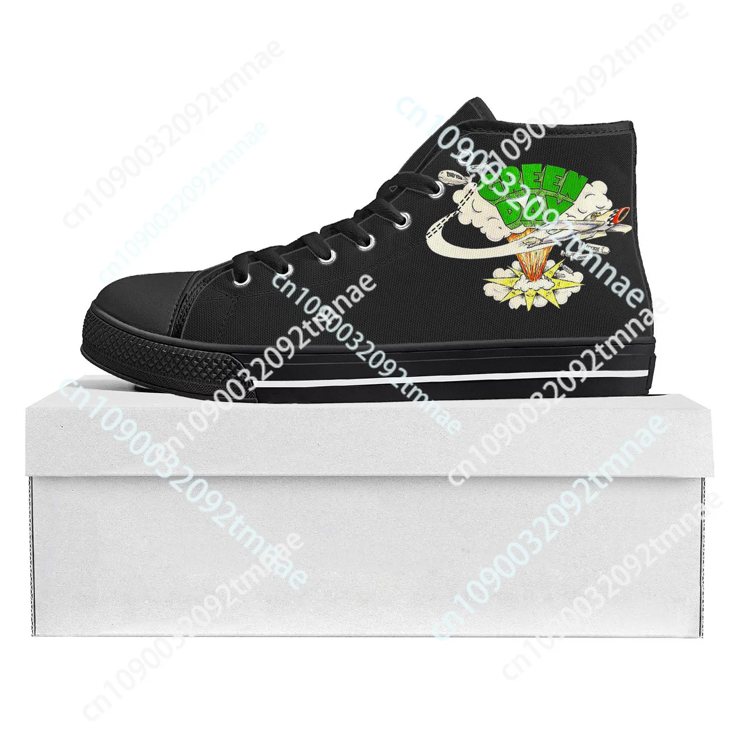 

Green Day Pop Rock Band High Top High Quality Sneakers Mens Womens Teenager Canvas Sneaker Casual Couple Shoes Custom Shoe Black