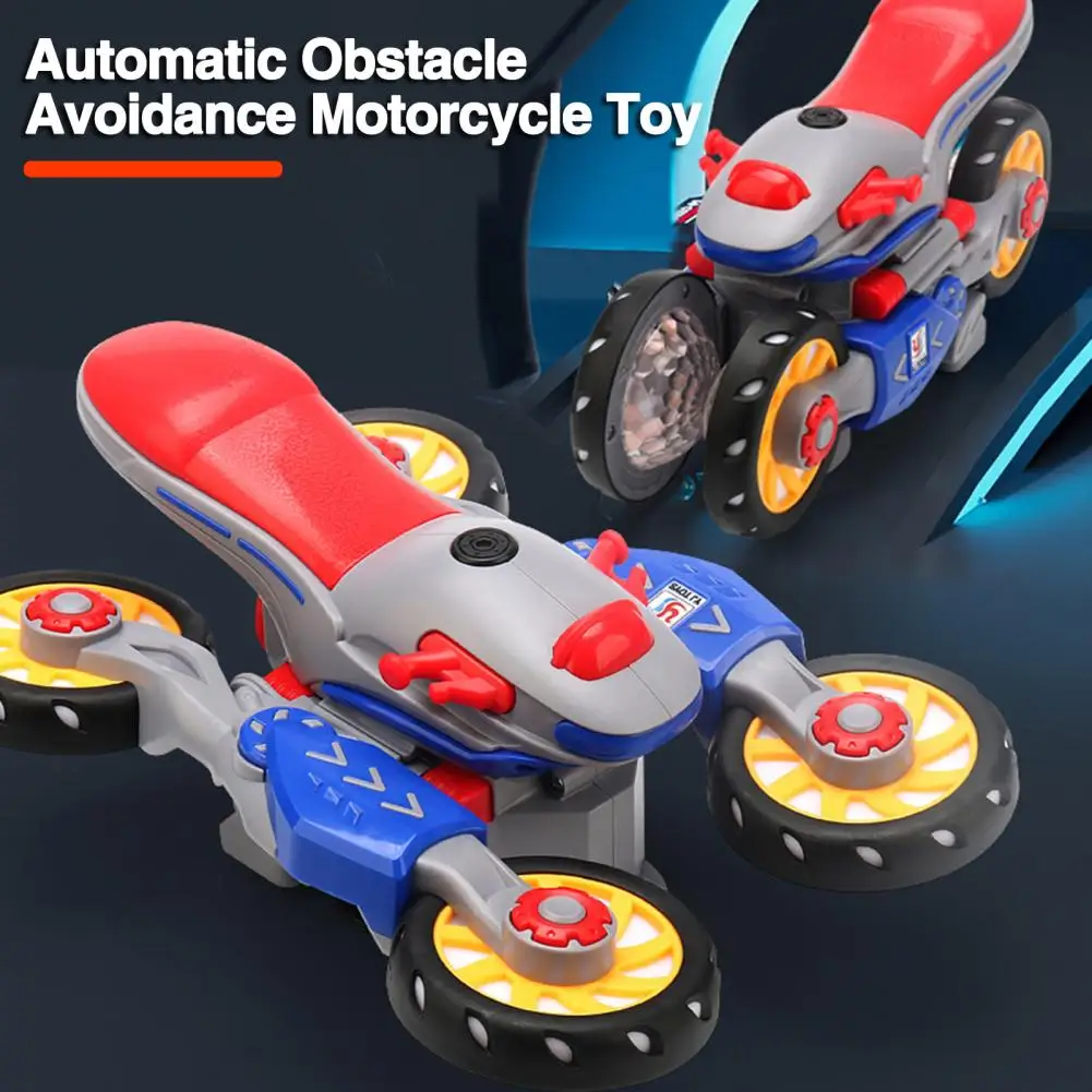 Electric Motorbike Toy with 360-degree Rotation Motorcycle Toy with Lights Music Colorful Lights Music Auto-driving for Kids