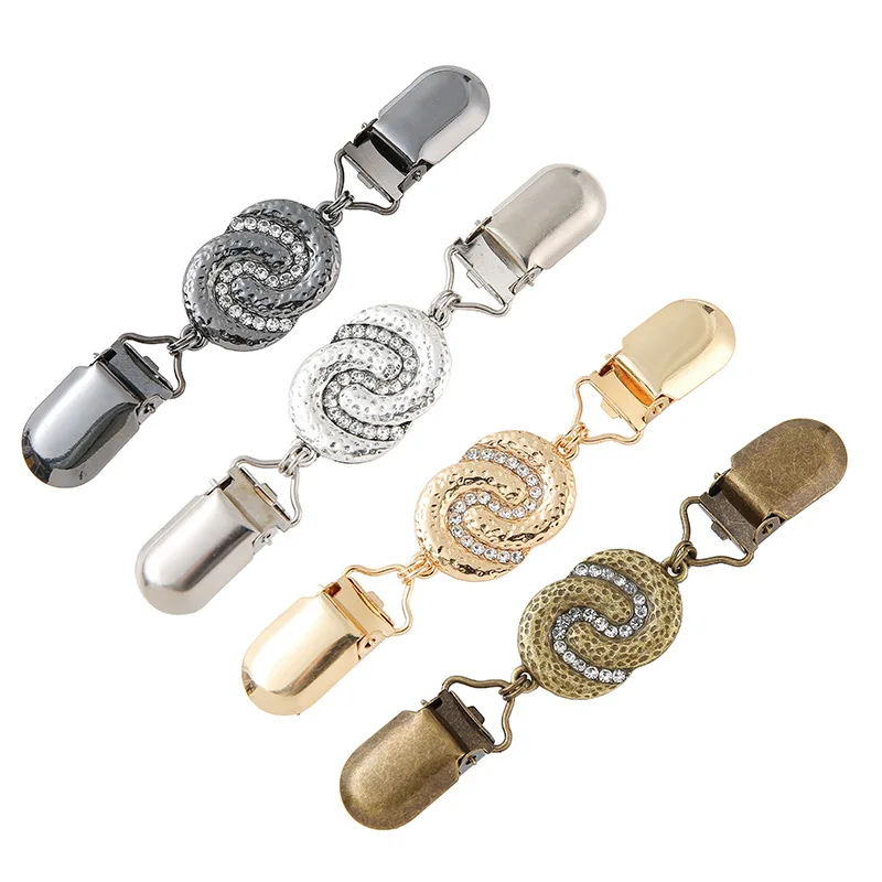 Retro Cardigan Clips Fasteners Flower Pattern Back Cinch Clips Sweater Shawl Dress Collar Brooch Clips for Women Girls Clothing