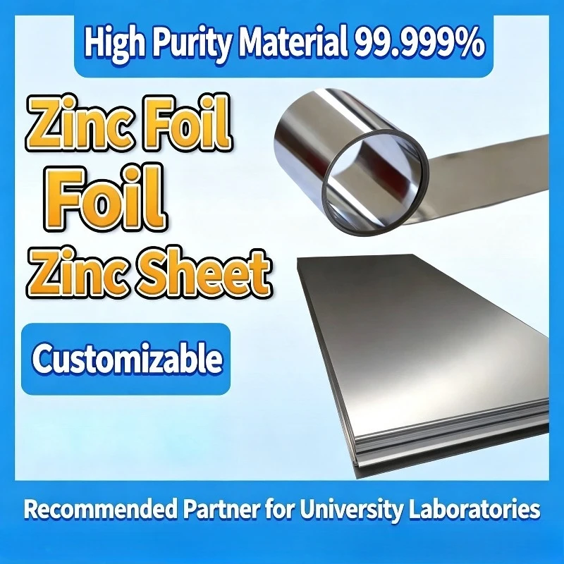 High Purity Zinc Foil Sheet Plate Strip Roll, Zn 99.99% Zinc Skin Electrode, Battery Anode for Lab Research Experiment