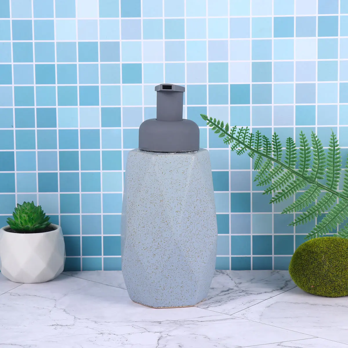 

1Pcs Diamond Pattern Ceramic Foaming Lotion Dispenser Press Button Liquid Soap Care Bathroom Sink Organizer Rich