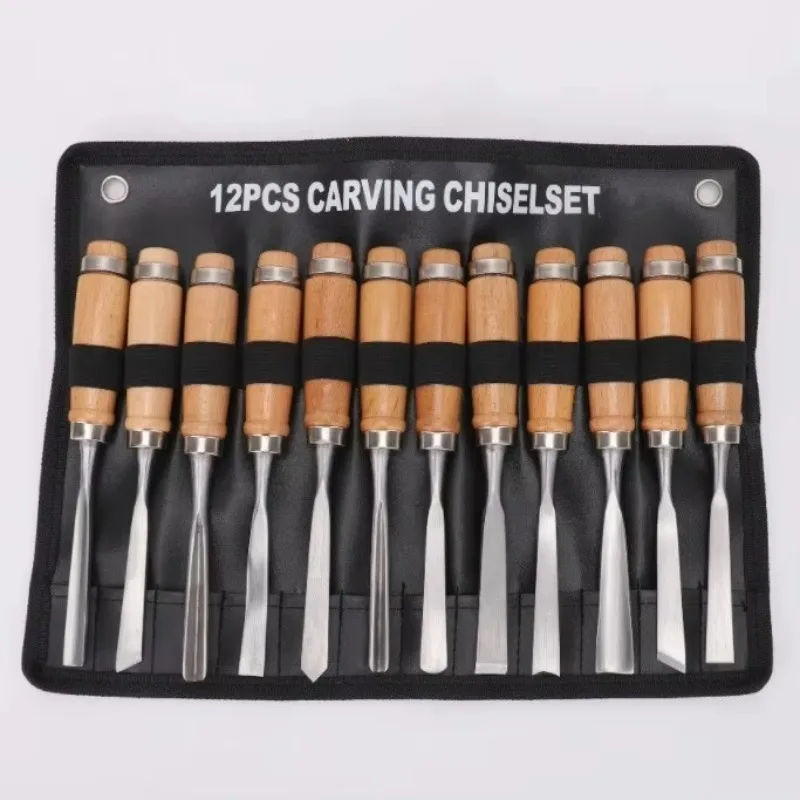 

Hot Sale Professional 12 Piece Sharp Woodworking Tools Wood Carving Chisel Set for Beginners