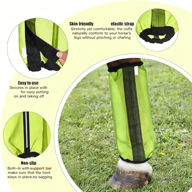 

R53E 4Pcs Mesh Horse Fly Boot Horse Leg Fly Repellents Cover Breathable Protective Cover Horse Equipment Easy to Use