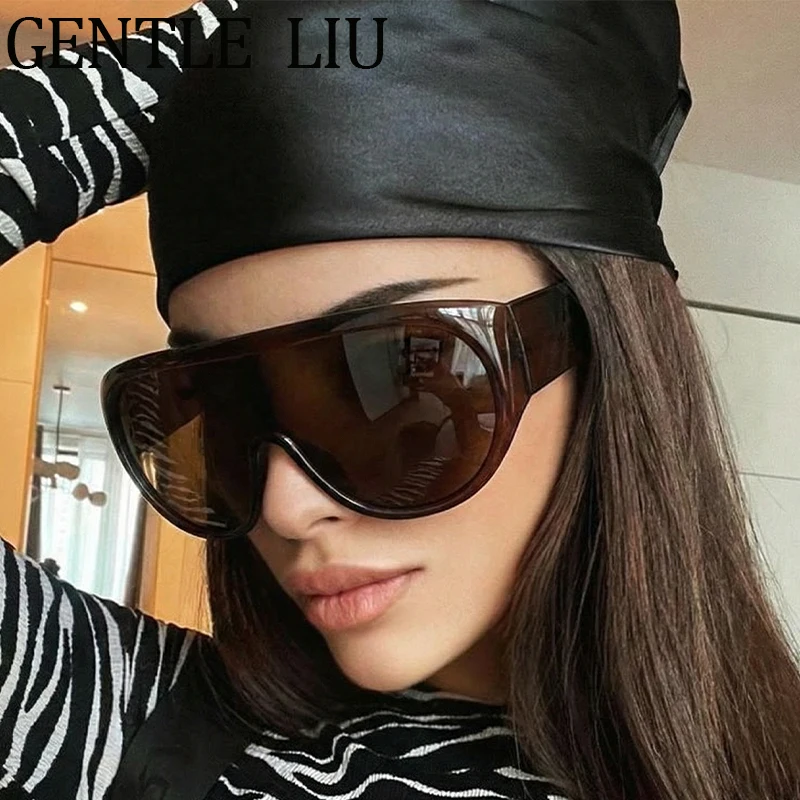 

Y2K Oversized Shield Mask Sunglasses Women Futuristic Visor One-Piece Steampunk Big Frame Goggles Punk Shades Windproof Eyewear