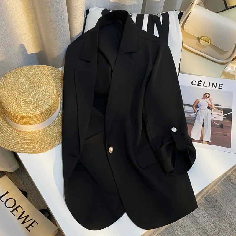 Blazer Women Clothing Coat Summer New Black Thin Style Temperament Jacket Women's Korean Version High-end Fashion Casual Top