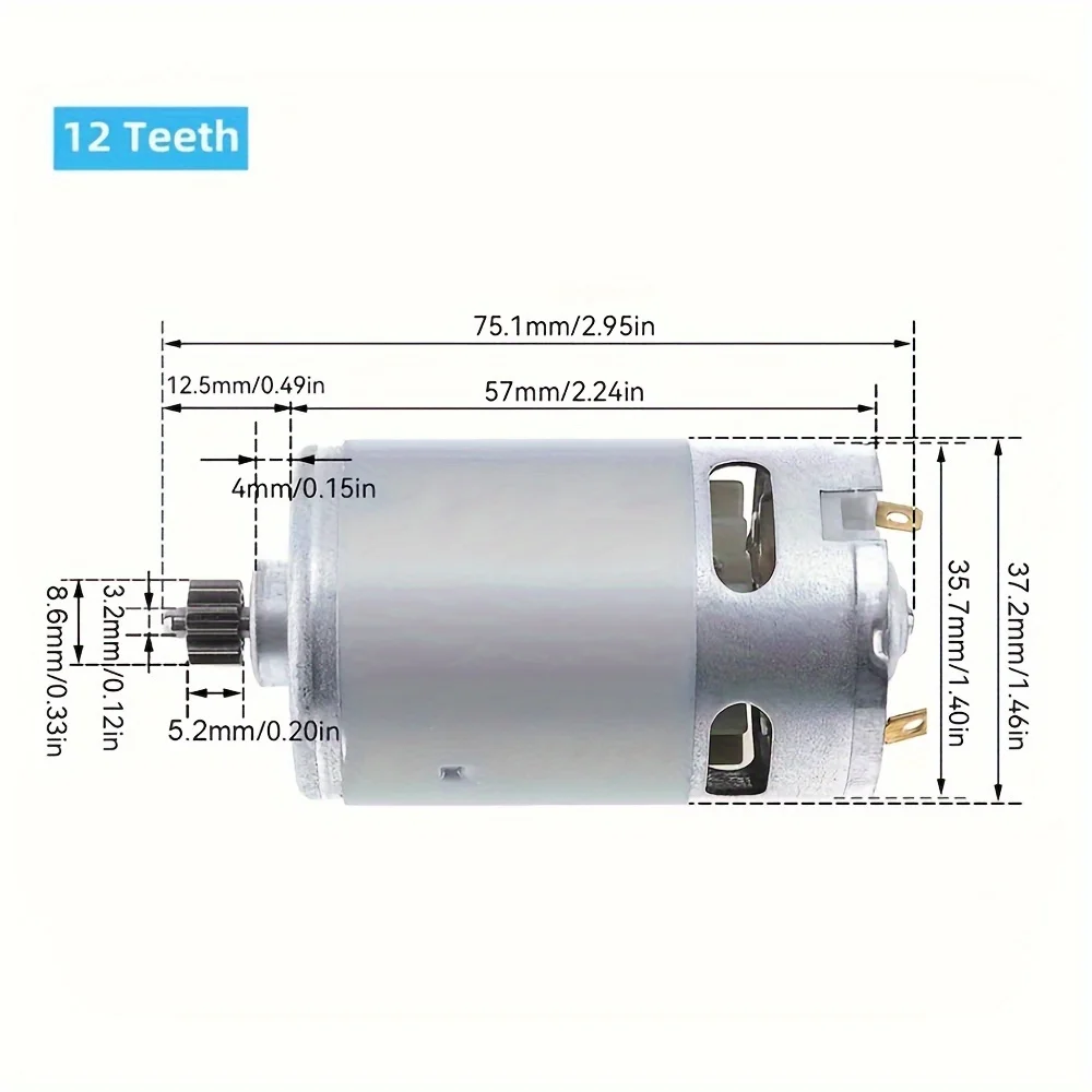 1pc RS550 DC Motor for Electric Drill/Electric Screwdriver 12 Teeth 10.8V/12V/14.4V/21V 21500-29000RPM