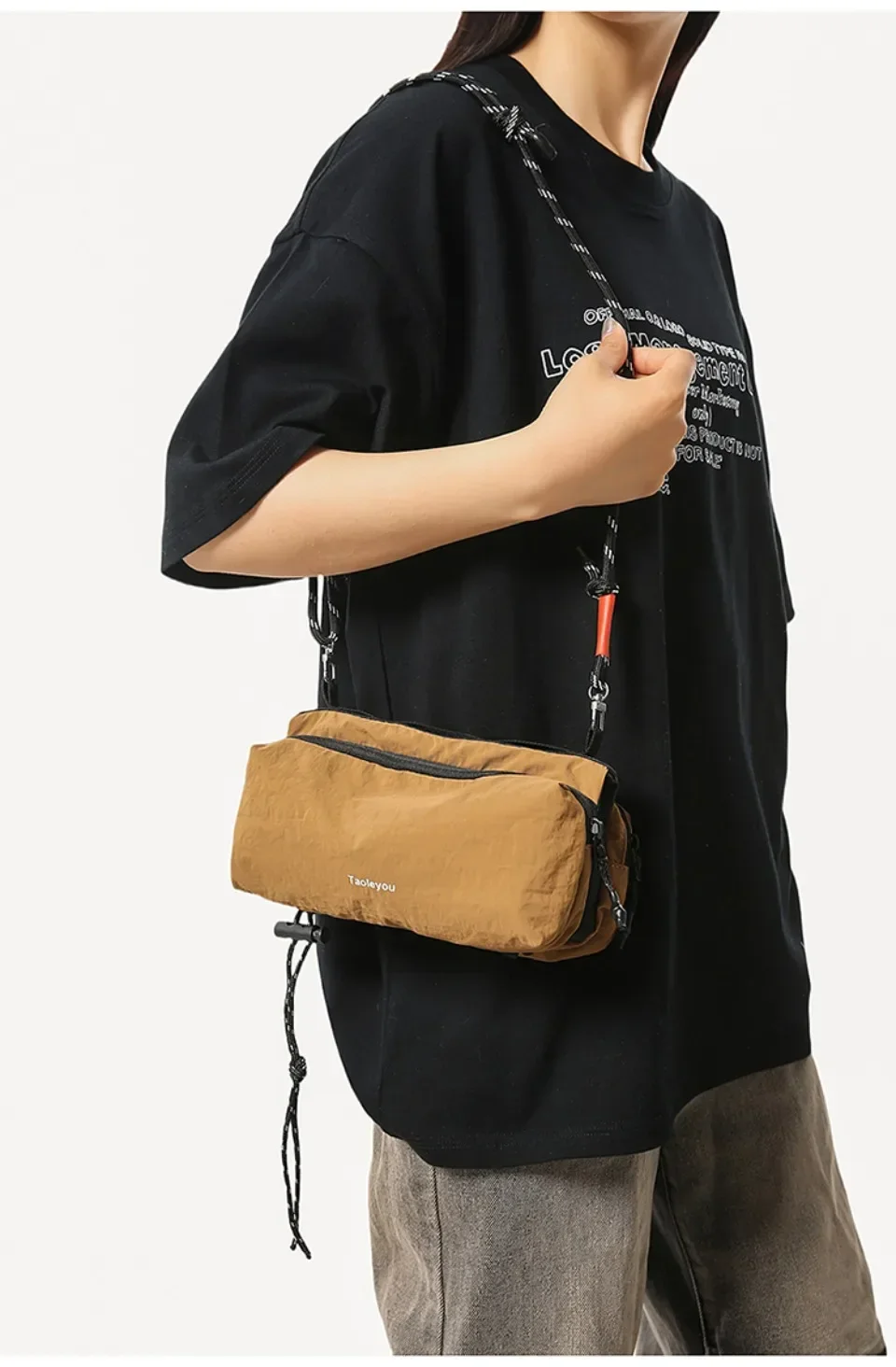 Unisex Camp Messenger Bag, große Kapazität, Umhängetasche für Männer und Frauen, robuster Nylon-Wander- und Reiserucksack – Detail 10