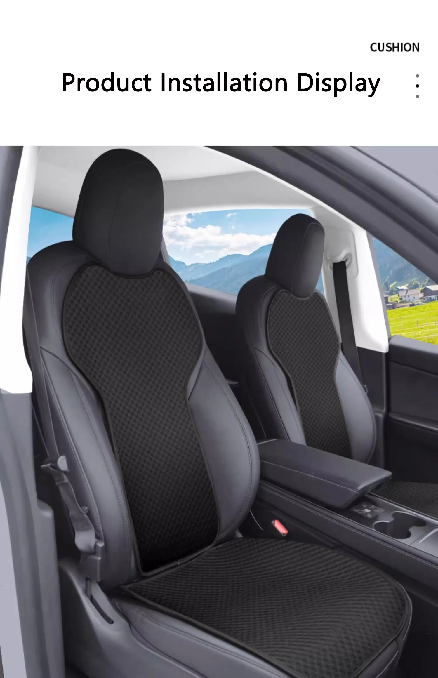 Auto-Eisseide-Sitzkissenbezug für Tesla Model 3 / Y Juniper 2019-2026 Atmungsaktives Komfortables Sitzpolster Auto-Innenausstattung – Detail 9