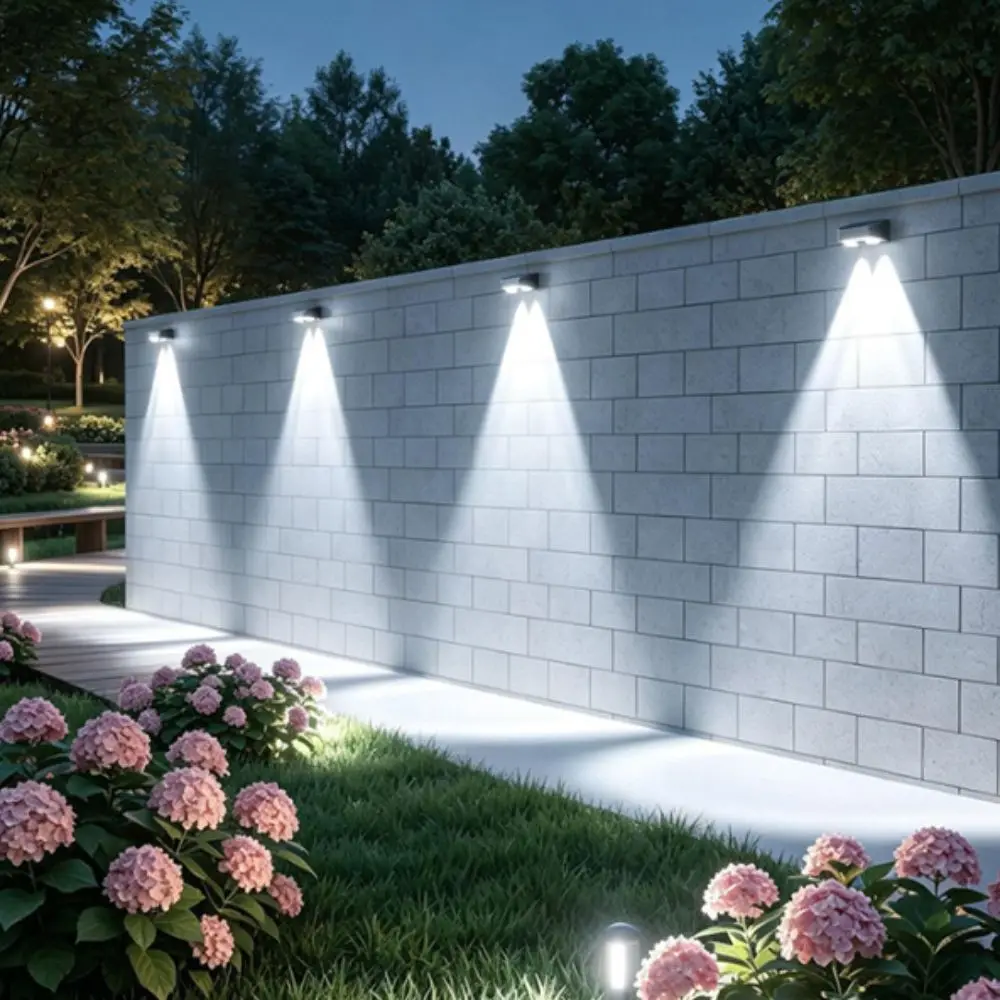 Waterproof Solar Wall Light Energy-Saving Wall-Mounted Wall Lamp Gradient Glow High-Efficiency Solar Panel RGB Wall Light