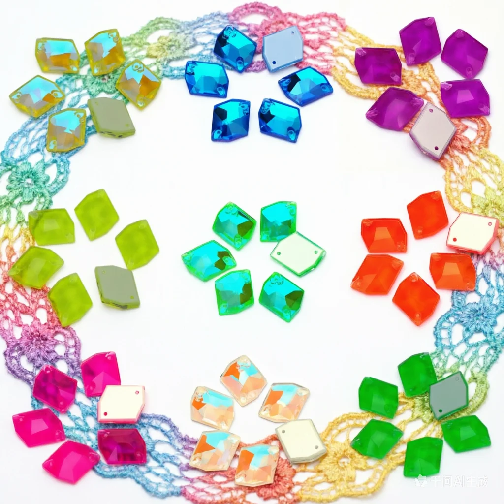 3265 Fluoreszierende Leuchtende Neon-Acryl-Strass-Steine Kosmische Elektrische Delite Chamfer Kristalle für DIY-Näharbeiten auf Kleidung und Kleidern
