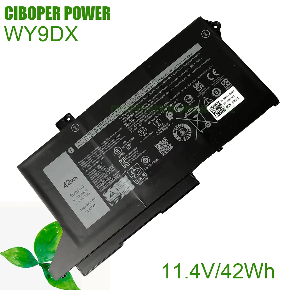 CP Laptop Battery WY9DX 11.4V/42Wh RJ40G 0WK3F1005R42 For Latitude 5420 5520 Series Notebook
