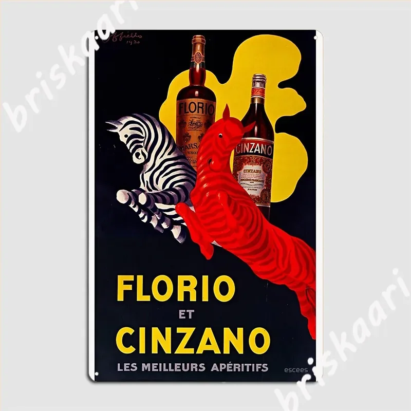 Florio Cinzano Vintage Ad 1930 Drink Advertisement Metal Plaque Poster Plaques Home Decoration Cinema Garage Tin Sign Poster