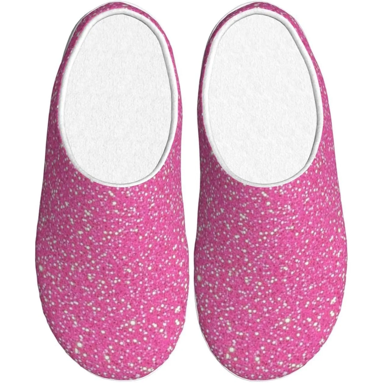 Sparkly Pink Glitter Women’s Cozy Slippers Soft Cotton Indoor & Outdoor House Slippers With Anti-Slip Sole