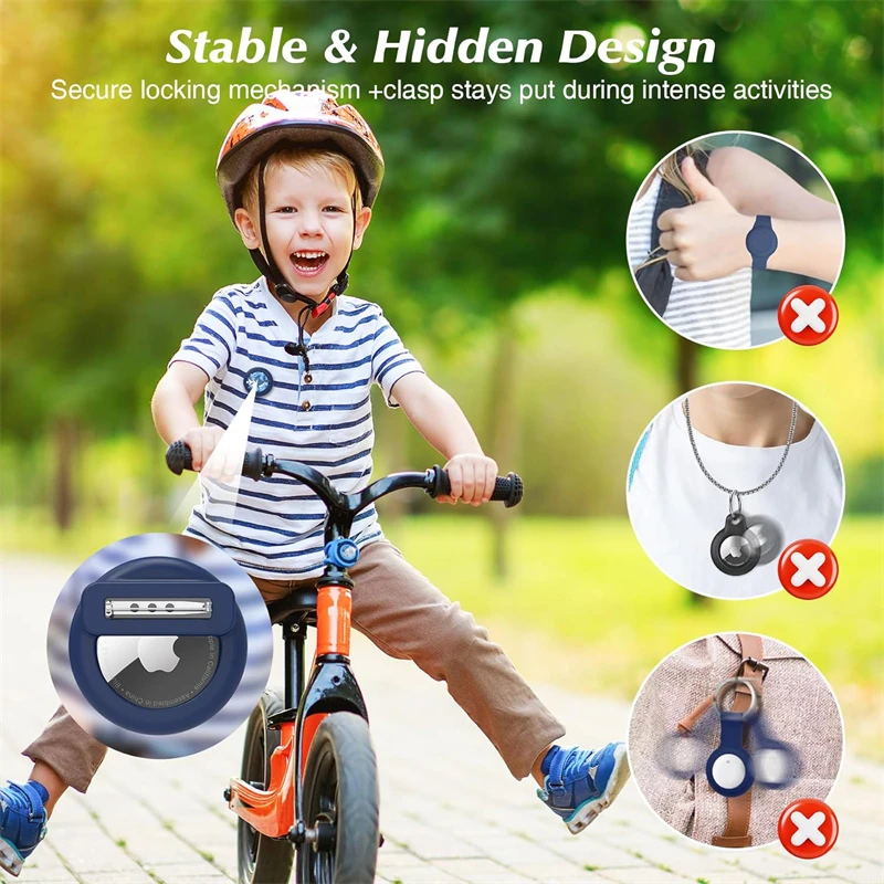 Hidden Silicone Safety Pin Holder Case for Apple Airtag Air Tags GPS Tracker Cute Cover for Children Kids Clothes Shoe Backpack view 6
