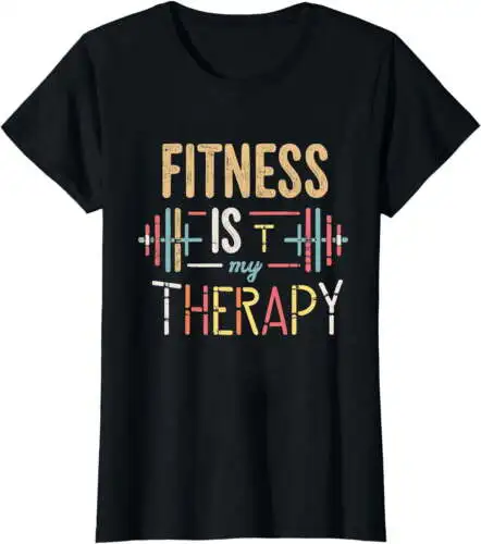 Anyage Gym Is My Therapy Funny Gym Running Retro Vintage Women T-Shirt