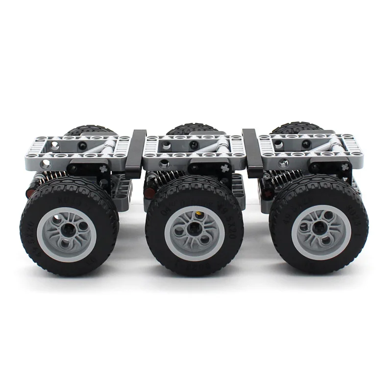 119pcs MOC High-Tech Car Wheels Set Building Block DIY Technical Pin Liftarm Parts Compatible with 3 Axled Trailer Brick Toys