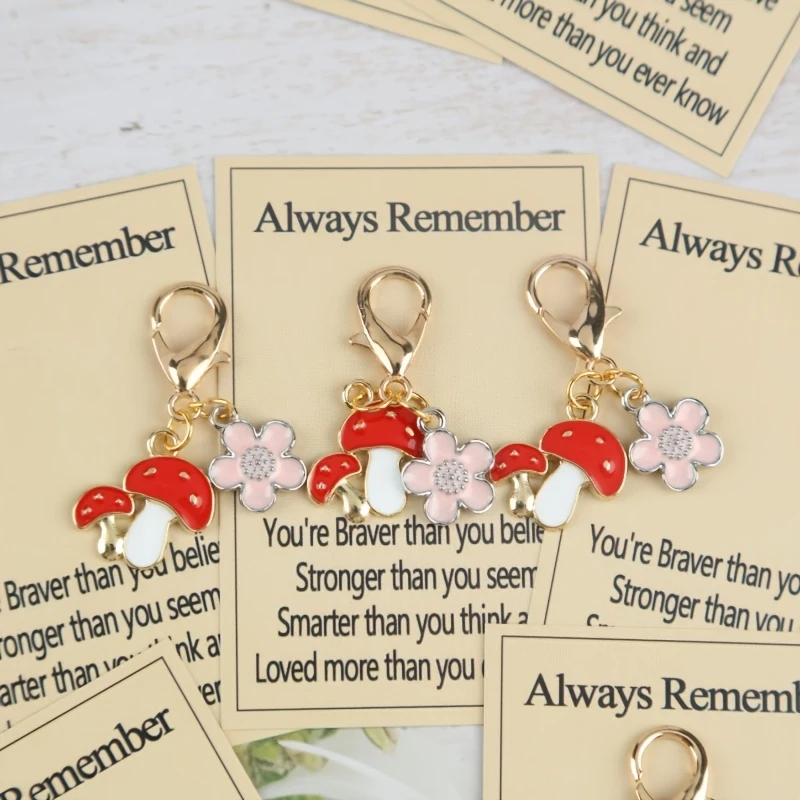 10/5pcs Always remember the keychain of confidence，It says“You are braver than you think Inspirational Quote Cards，Mushroom Saku