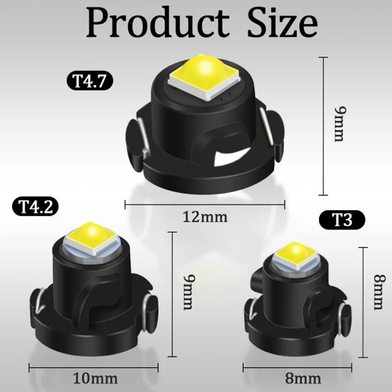 10/4pcs T3 LED 3030 SMD Led Bulb T4.2 T4.7 Indicator Light Bulb Car Dashboard Warning Indicator Light Instrument Lamp Auto Lamp