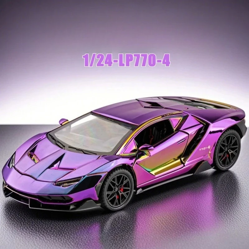 1:24 LP770-4 simulação carro esportivo diecast metal liga modelo de carro som luz puxar para trás coleção crianças brinquedos presentes