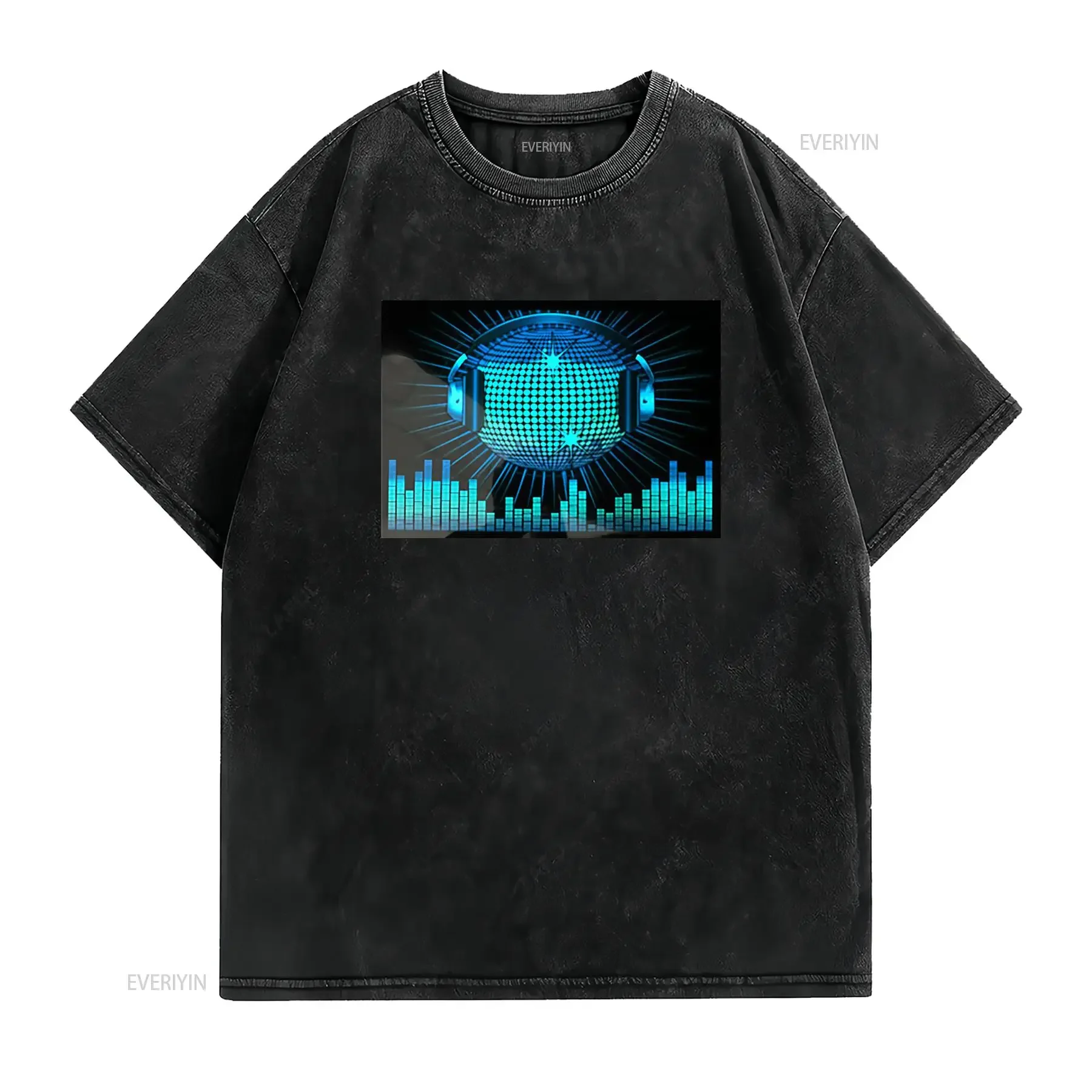 T shirt LED Lumineux à Activation Sonore pour Adultes Style Rétro Années 80 90 Fête Lumineuse Confort Toutes Saisons Tissu