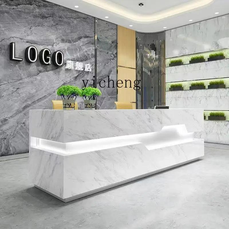YFY front desk reception desk imitation marble pattern company cashier counter beauty salon paint bar