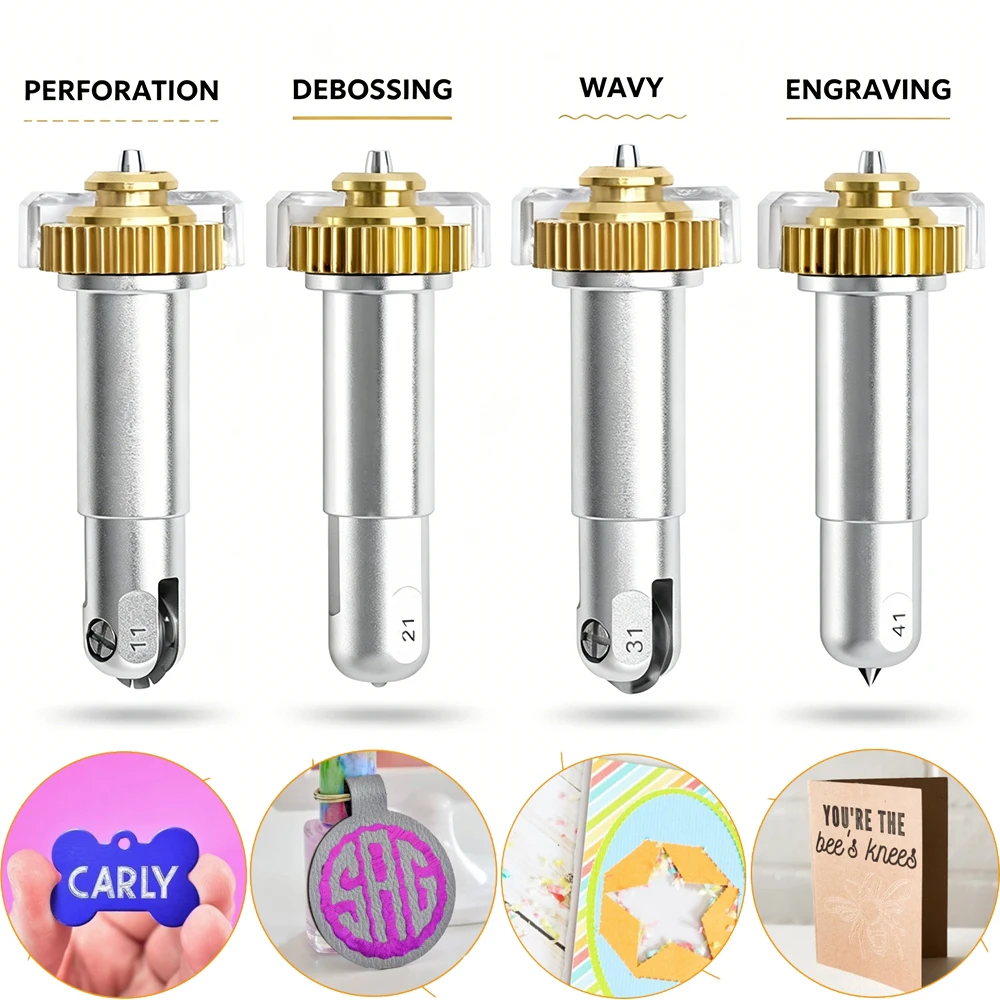 Engraving Tip/Wavy/Perforation/Fine Debossing Blades with Housing Maker 4/3/Maker Machine Tools for Scrapbook DIY Paper Crafts