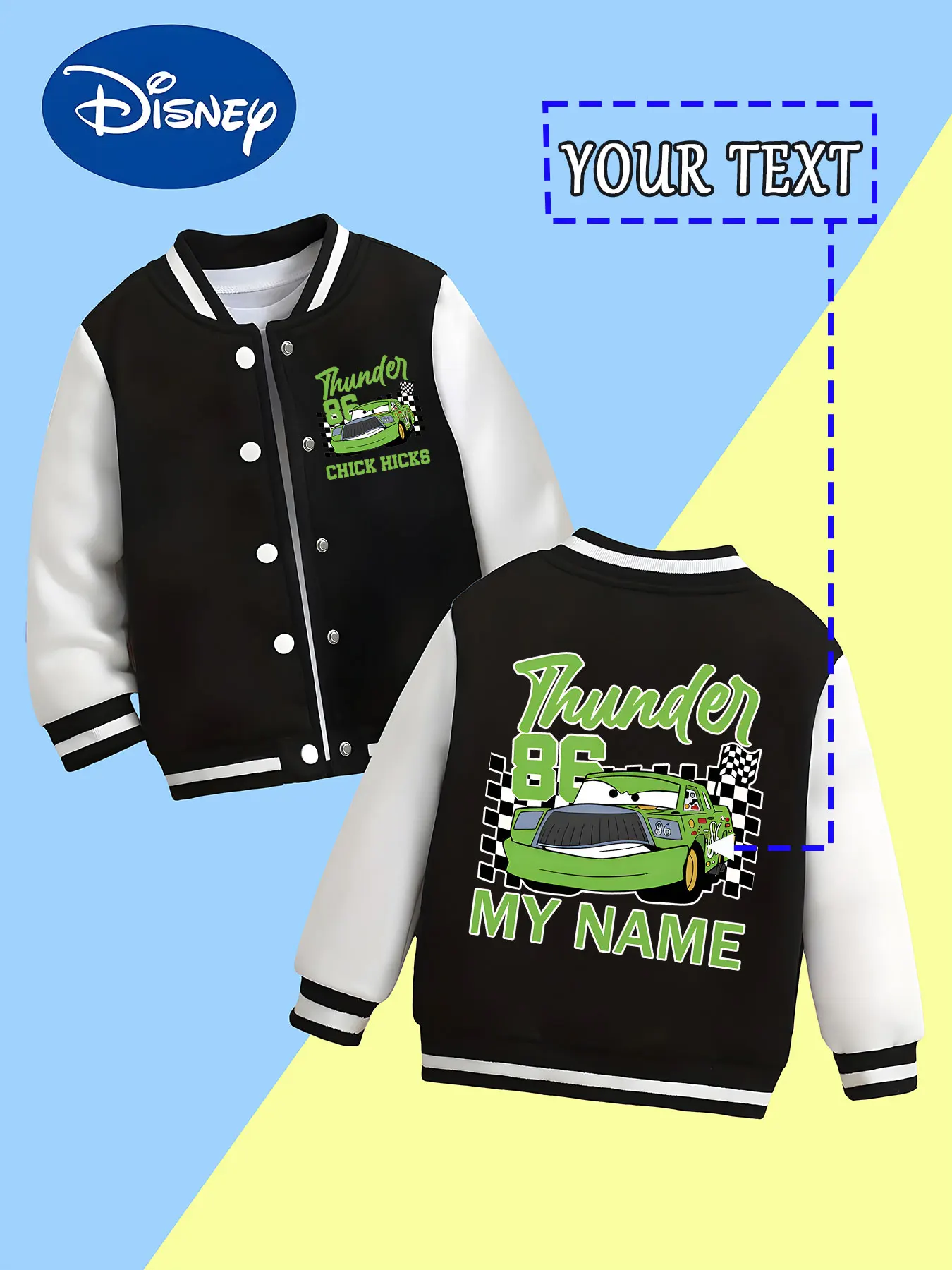 

MINISO Disney Cars Chick Hicks Baseball Jacket for Kids - Chick Hicks racing pattern, dynamic and trendy, suitable for racing-th