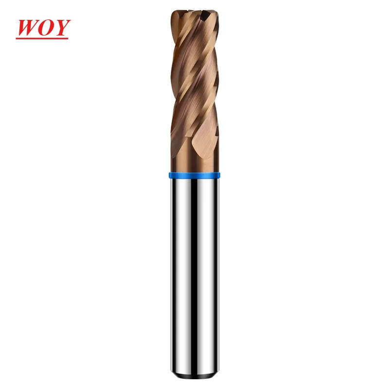 

4F Endmills Color-Ring Coating Tungsten Steel Carbide Round Nose Milling Cutter For CNC Mechanical TGB-HRC65 Bronze