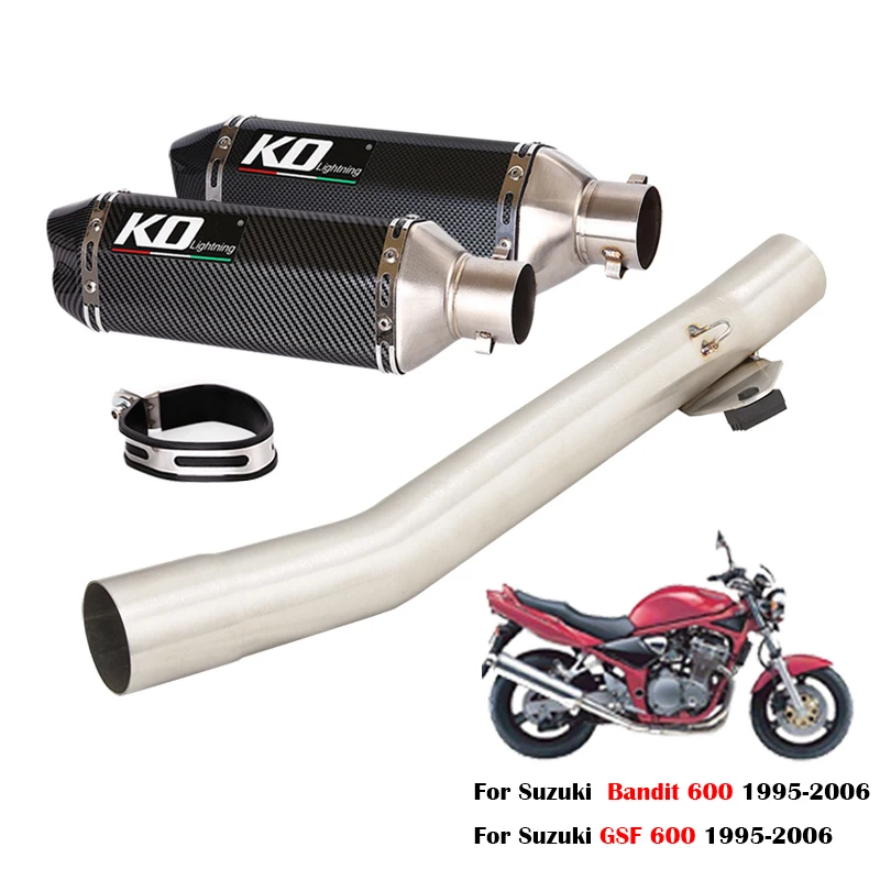 

Motorcycle Exhaust Middle Link Pipe Slip On 51mm Muffler Stainless Steel With DB Killer For Suzuki Bandit 600 GSF 600 1995-2006