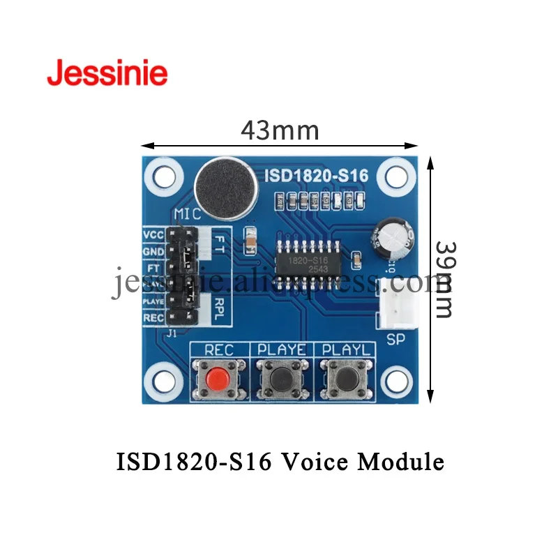 Módulo de Voz ISD1820-S16, Módulo de Grabación y Reproducción ISD1820 con Micrófonos y Altavoz