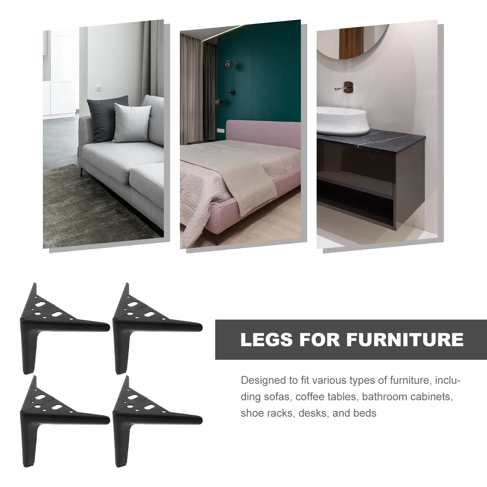 

4pcs 12cm Black Sofa Legs Iron Sofa Table Bed Coffee Table Legs Cabinet Feet Sturdy Support Durability Stability