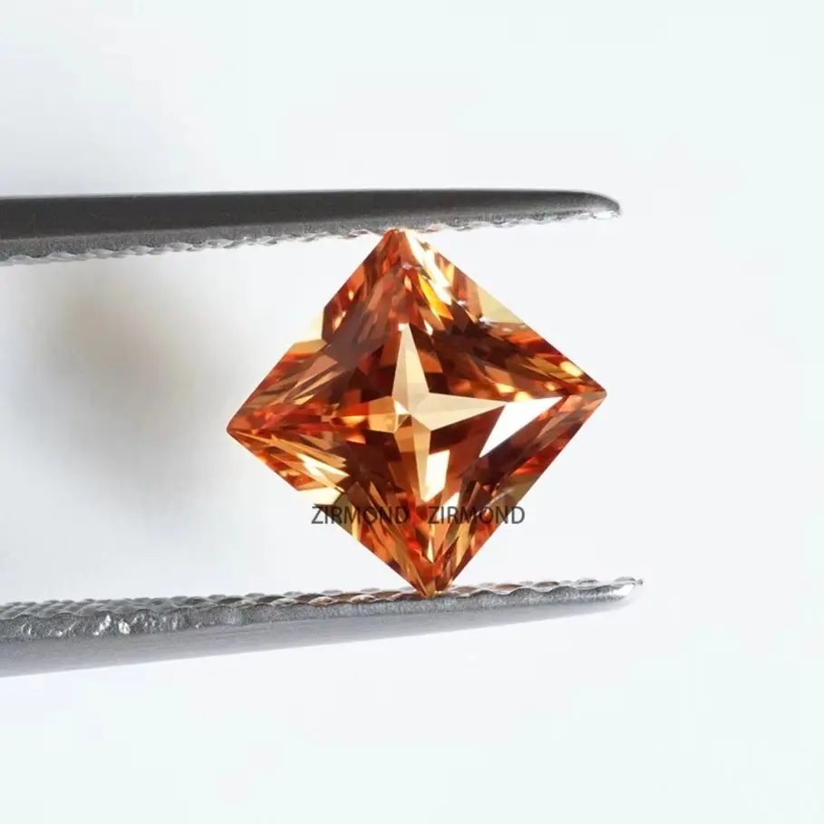 

Top Orange Sapphire Cultivated by Czochralski Method Delicate Princess Cut VVS Loose Gems for Eternity Rings with AGL Report