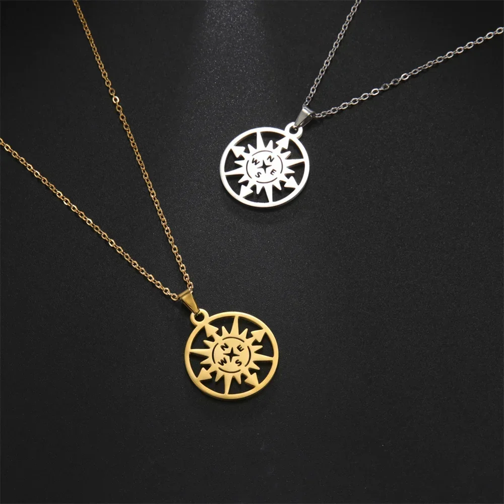 

My Shape Compass Pendant Necklaces for Women Men Stainless Steel Gold Color Pirate Ship Compass Men's Necklace Jewelry Gifts