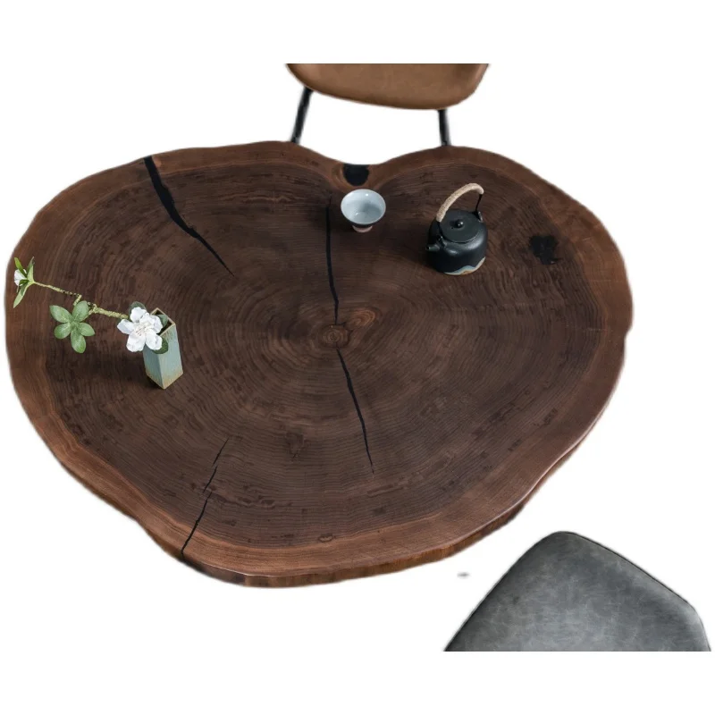 Size: 106 83 6 tea table coffee table North American black walnut large board solid wood annual ring round table balcony