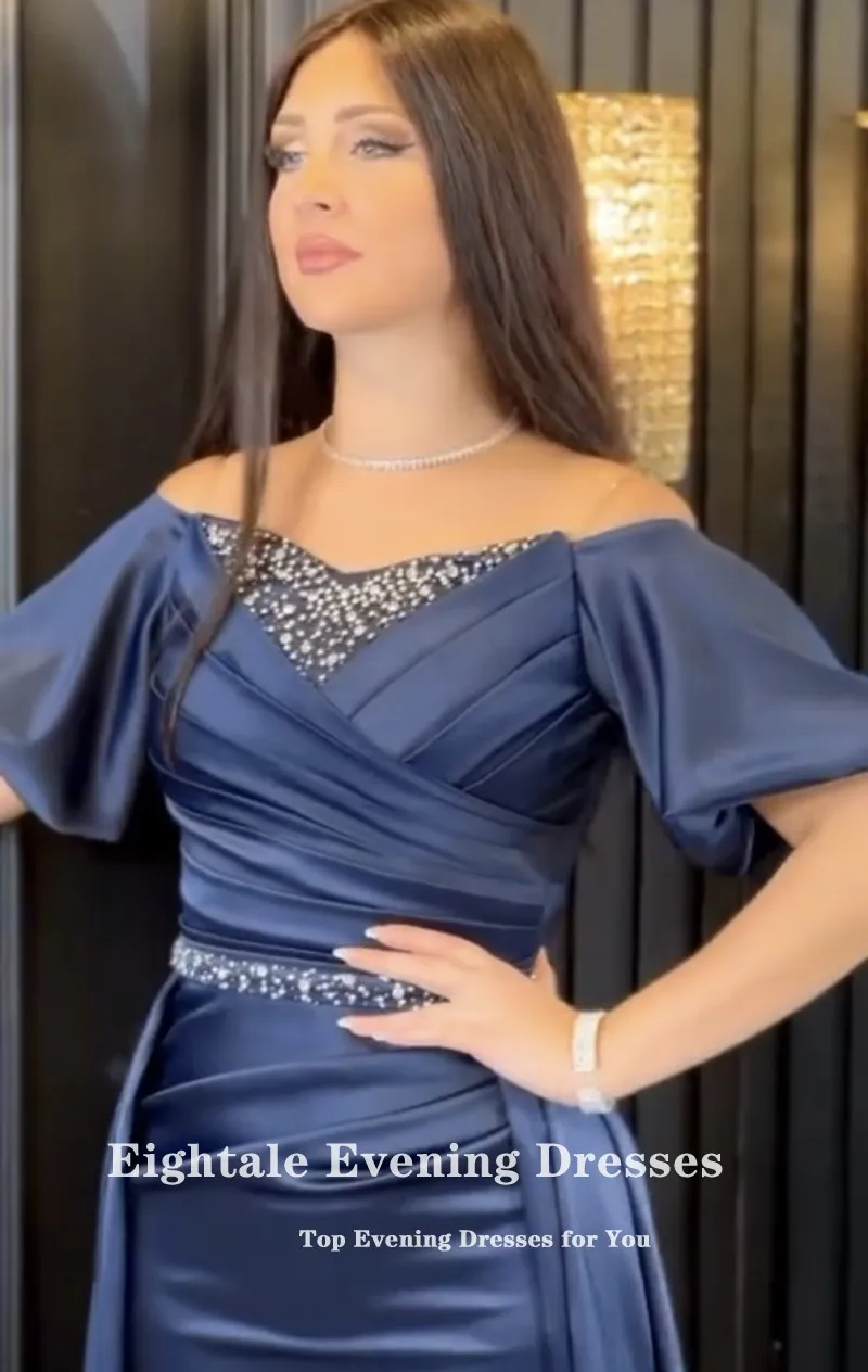 Vestido de noite frisado com ombro e pérolas, vestidos de baile de sereia, vestido luxuoso de casamento