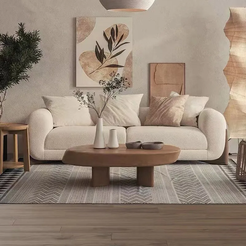 ラムウールソファ、畳、ミニマリストアートソファ