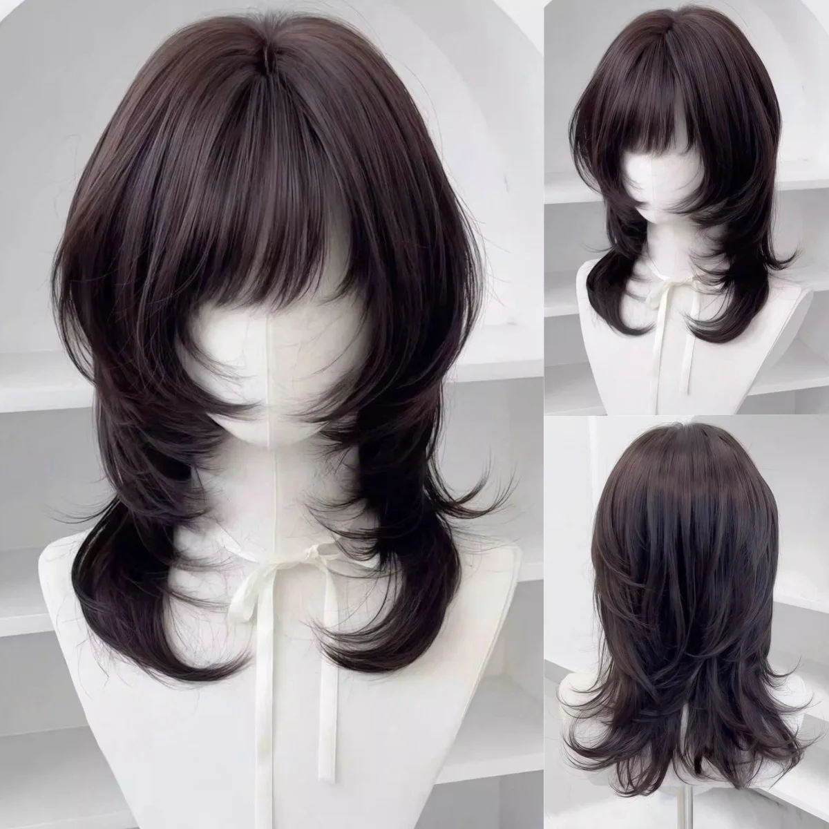 

Черный парик FORLISEE, короткий прямой парик для волос 18 дюймов с челкой, повязка на голову, парик, высокотемпературные волокна, синтетические парики, Лолита, косплей