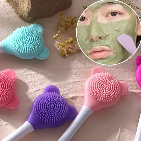 2 In1 Blackhead Silicone Facial Cleansing & Mask Brush Spatula Deep Cleaning Tools Exfoliator Scrub Pore Facial Skin Care