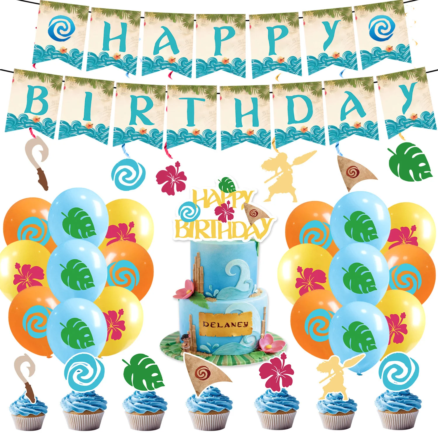 Ozean-Themen Geburtstagsparty-Dekoration Cartoon-Tischgeschirr Teller Becher Ballon für Kinder-Geschenke Babyparty-Geschenk Mädchen-Party Fotobox – Detail 17