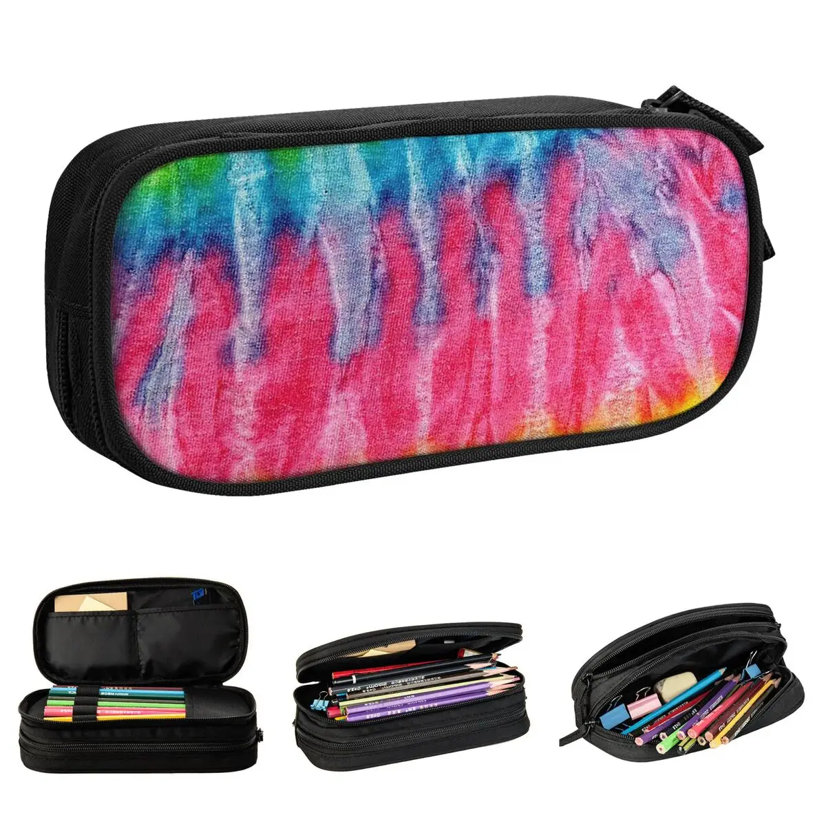 Tie Dye Shaka Peace Rainbow Pencil Cases Pencilcases Pen for Girls Boys Big Capacity Pencil Bags Students School Stationery