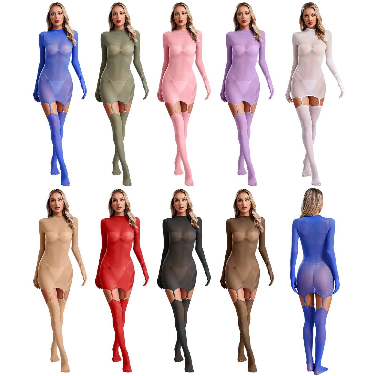 Women See Through Bodycon Jumpsuit Tights Hosiery Suspender Stocking Bodystocking Role Playing Costume Female Lingerie Underwear