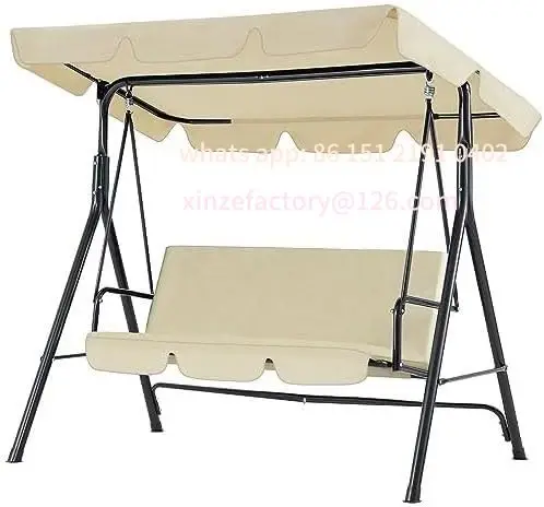 

Customizable Patio Swings Outdoor, 3-Seat Glider Patio Swings with Removable Cushion and Adjustable Canopy, Porch Bench