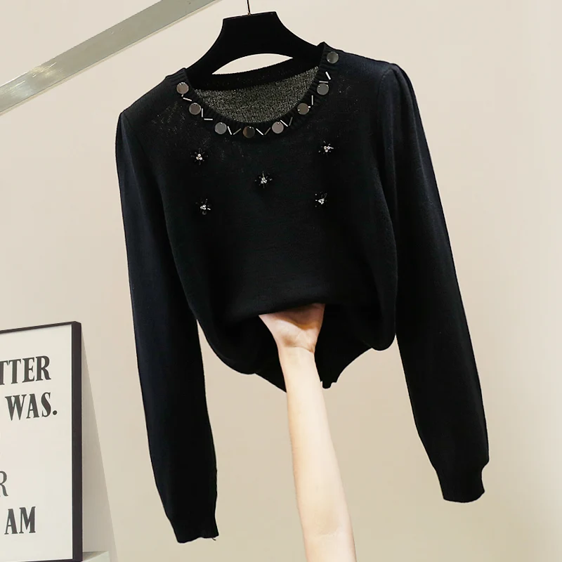 

Faionable Heavy Knit round Ne Long Sve Loose Knitted Sweater New Arrival Autumn Warm Commute Sle Color