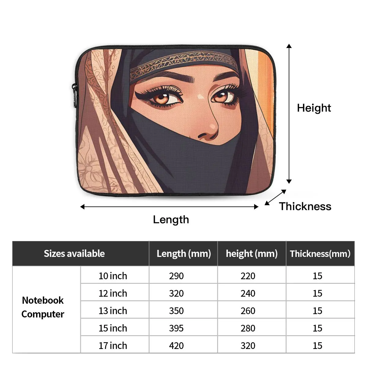 Bolsa para ordenador portátil para mujer saudita, funda para Macbook Air Pro Tablet de 10 12 13 15 17 pulgadas, funda a prueba de golpes